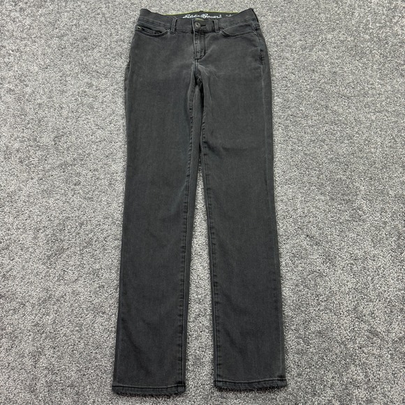 Eddie Bauer Jeans Womens 0 Gray Slightly Curvy Slim Straight Denim Stretch City - Picture 1 of 9